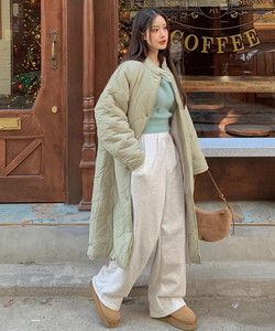 全厚羊毛內裡高領絎縫防寒長版大衣 - 3色可選