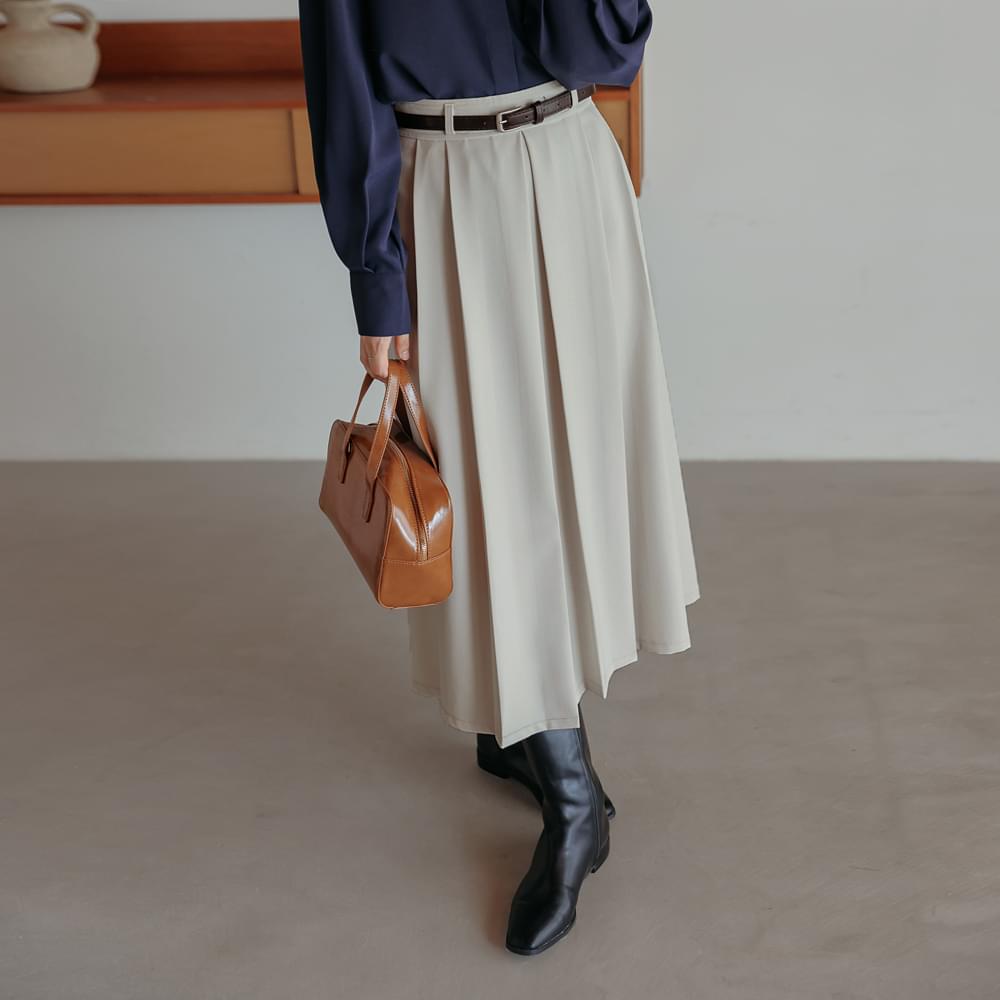 Mary's Belt Set Pleated Long Skirt