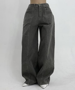 Ash Pentagon Unique Fleece-lined Pocket Unique Denim Wide Pants