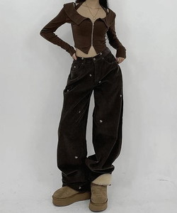 Teddy Bear Unique Maxi Corduroy Golden Wide Pants