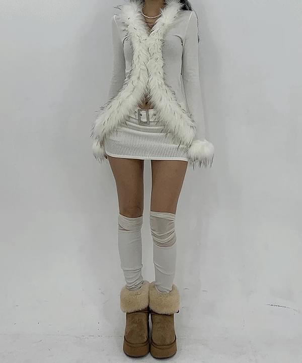 優雅派對風低腰緊身羅紋腰帶迷你裙褲