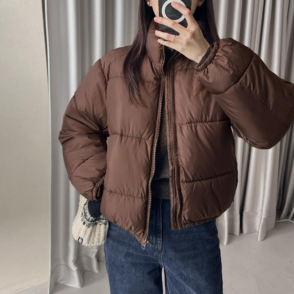 몰트린 박시 하이 넥 크롭 패딩 (가을/겨울/간절기/데일리룩/베이직/스탠다드/캐주얼)