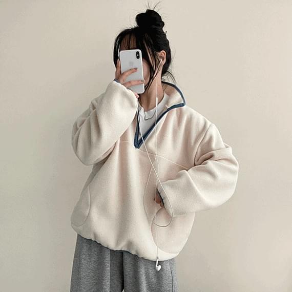 Jewish Split color blocking fleece zip-up