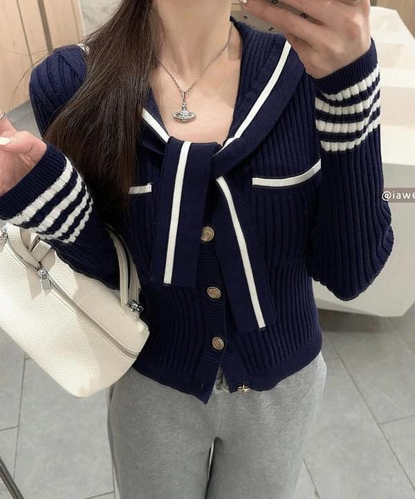 Ranibe Navy Marine Sailor Cardigan
