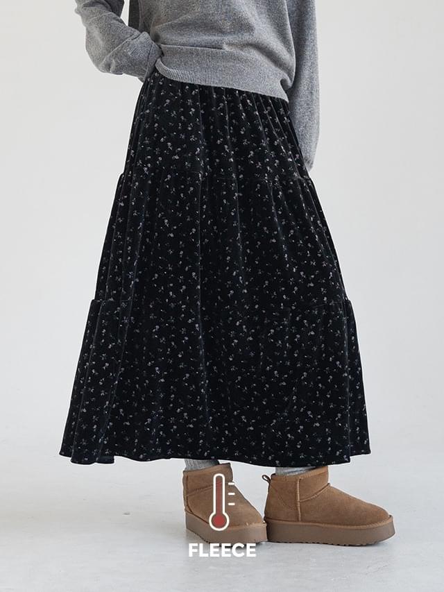 Big size S-3XL eroton velvet Fleece-lined flower banding cancan long skirt skirt