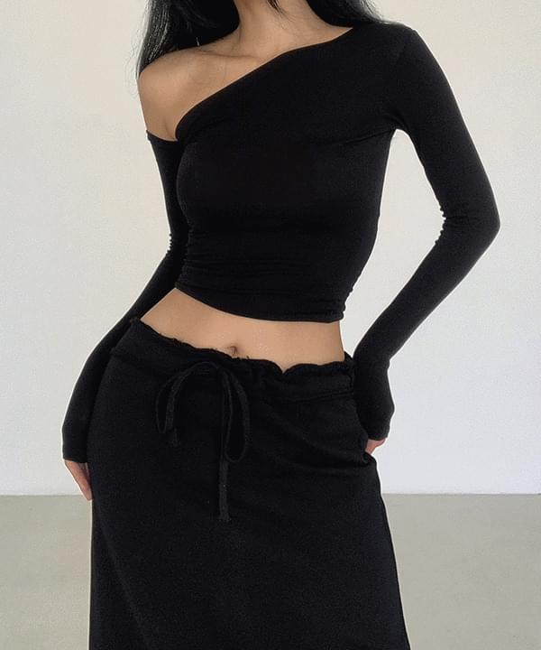 Unbalanced sexy look warmer slim top