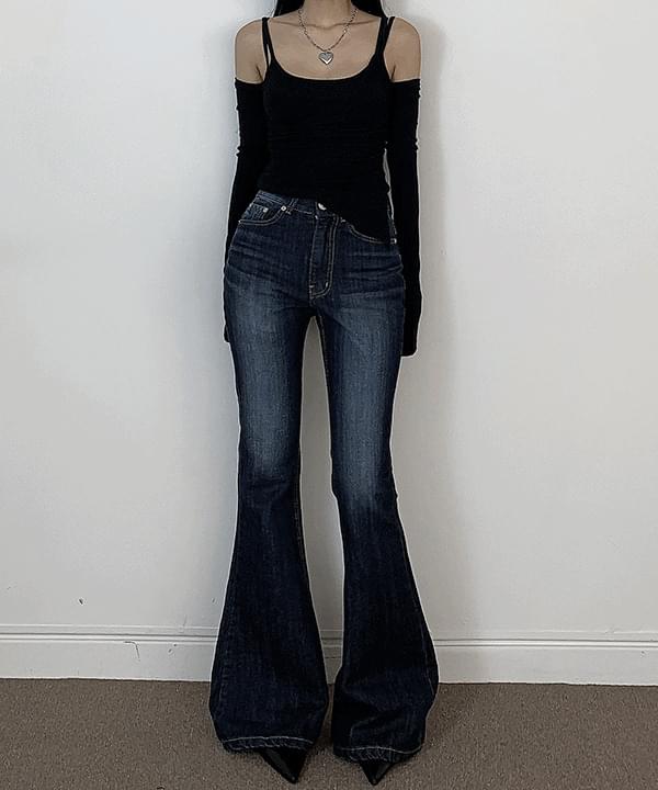 Highlight y2k basic maxi denim Flared pants