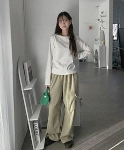 Livelle Fleece Cargo Banding Pants