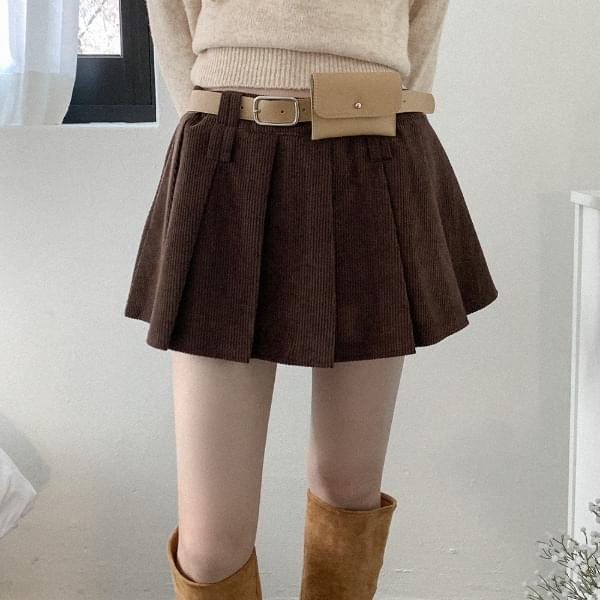 Monsieur Corduroy Pleated Mini Skirt