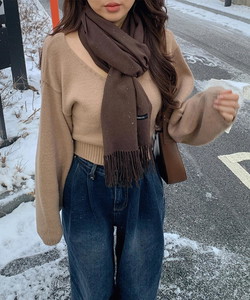 Completely soft long & big plain muffler vivid surgical long couple scarf winter shawl event year-end gift 21col