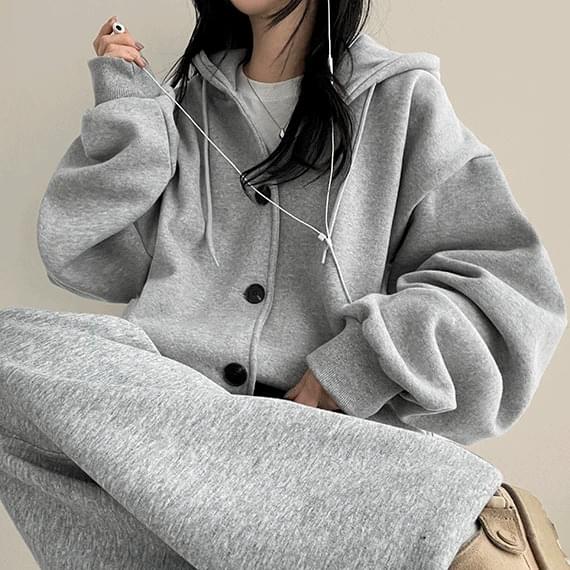 Anne Bocksi Woolen Button Hooded Cardigan