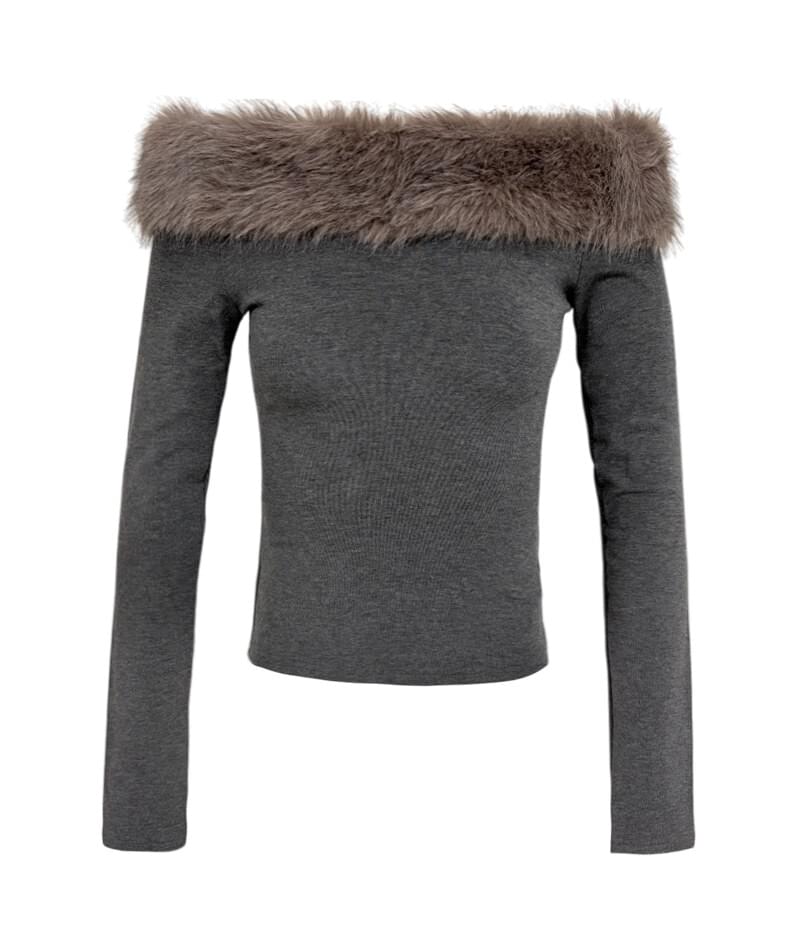 Wolf Fur Off Shoulder T-Shirt