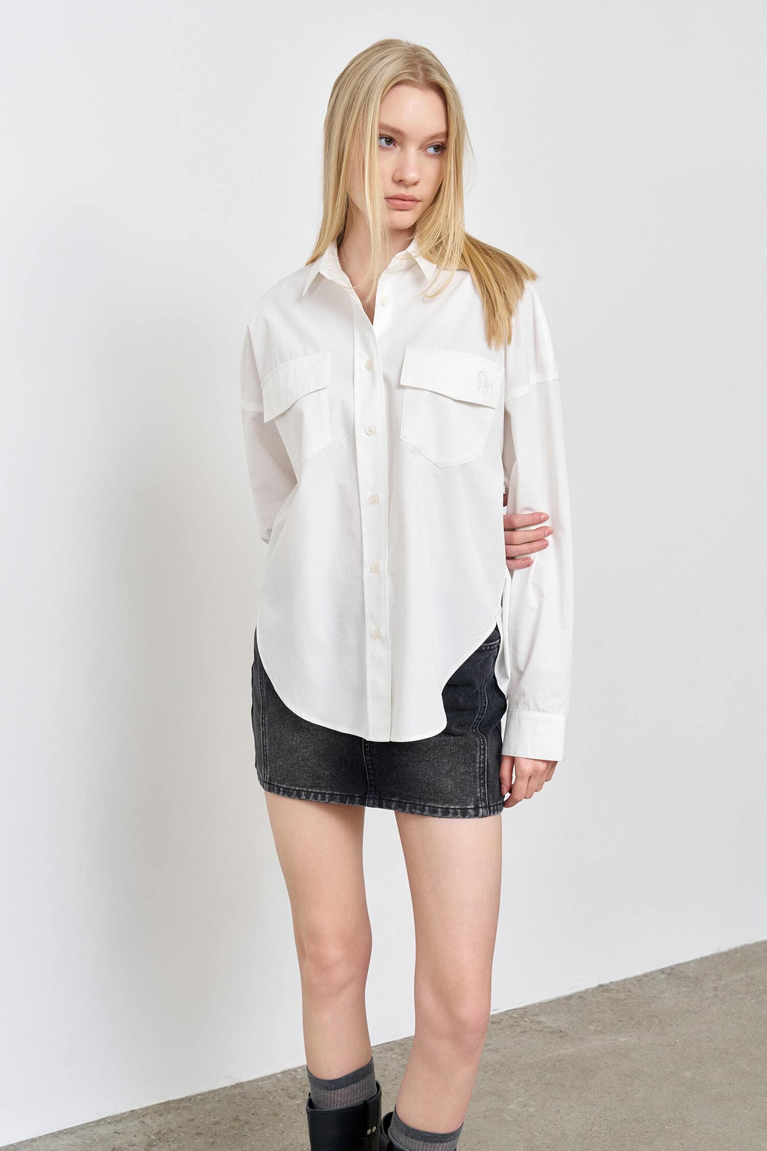 WOMAN Loose-fit pocket cotton shirt