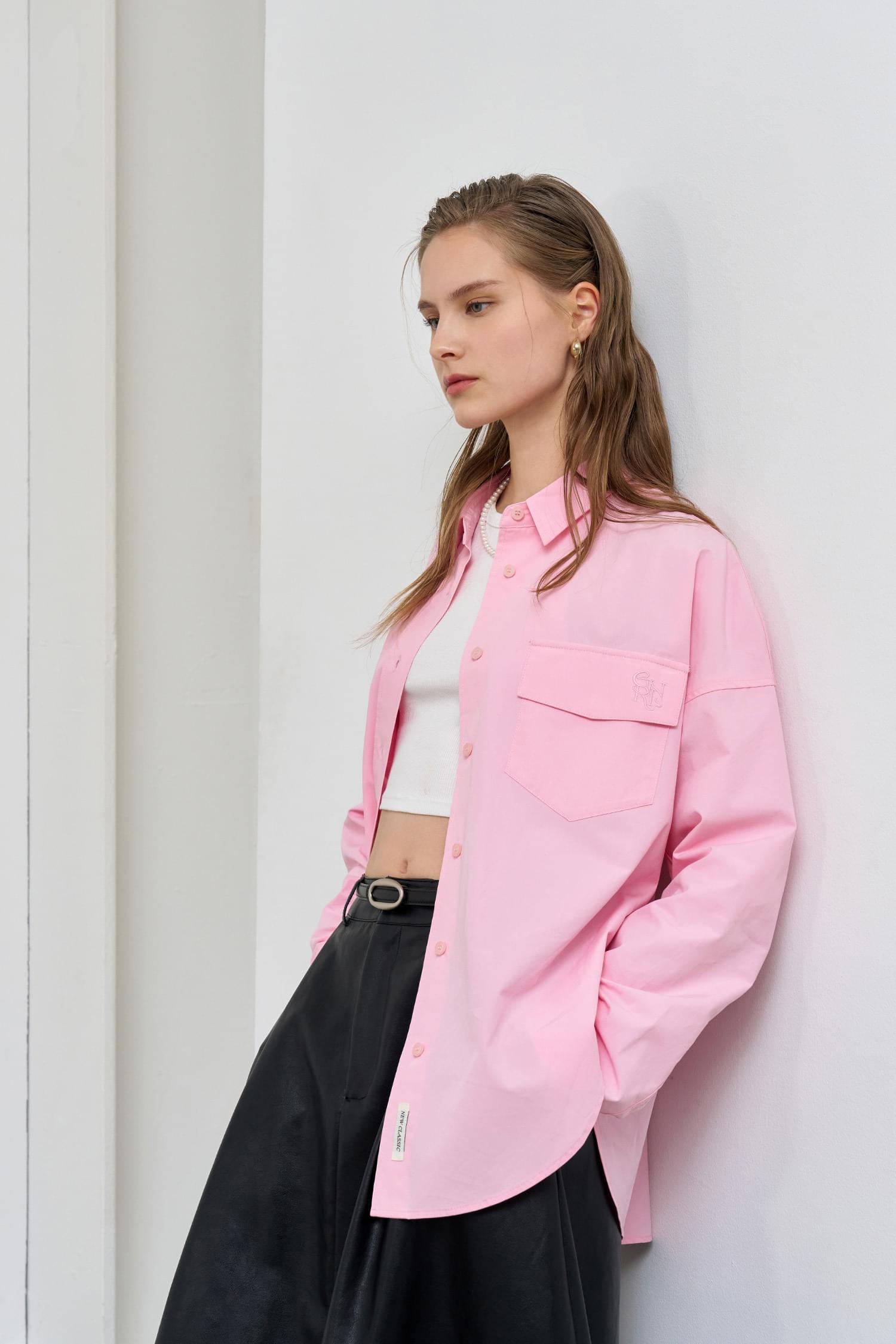 WOMAN Loose-fit pocket cotton shirt
