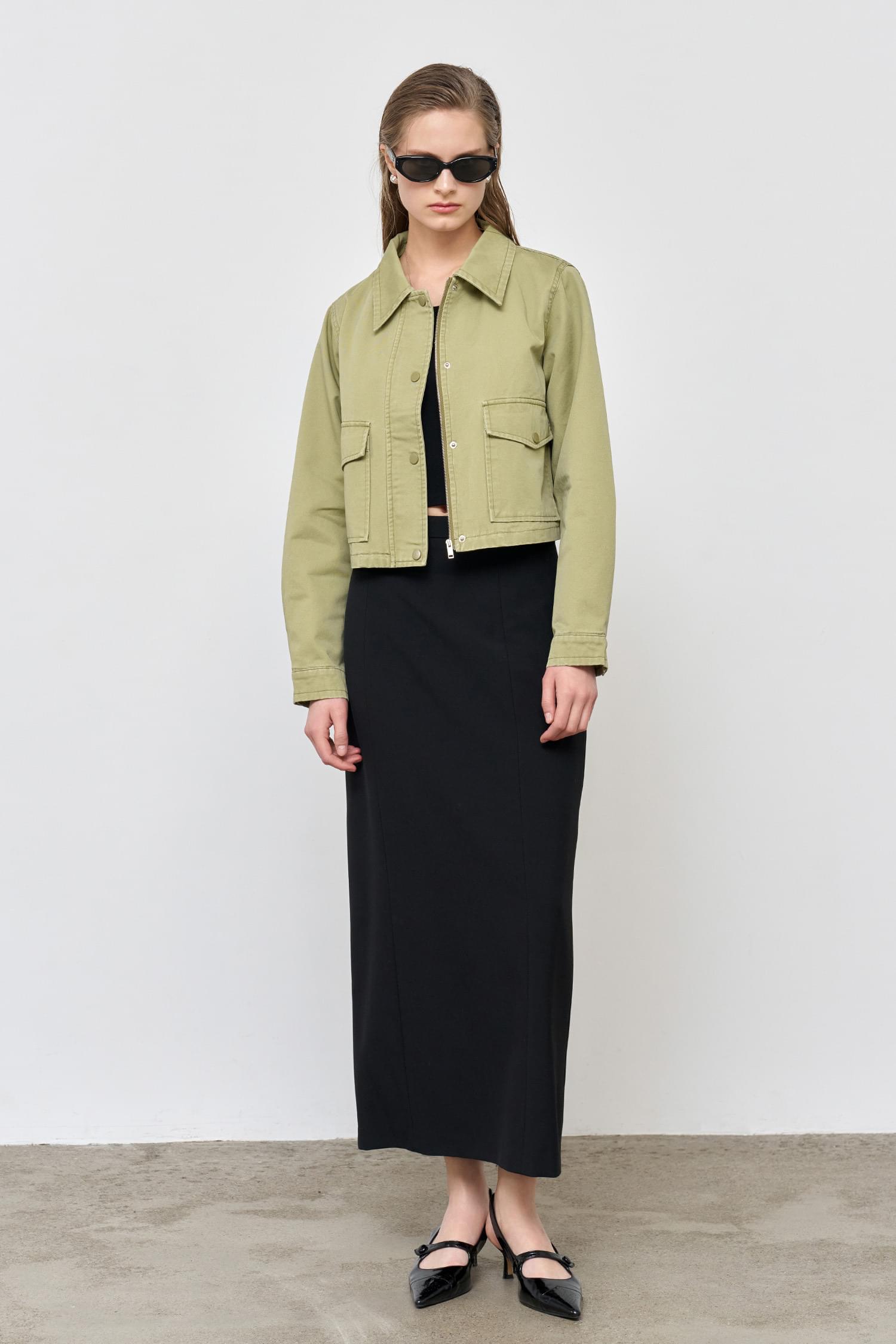 WOMAN Short Zip-up Cotton Jacket
