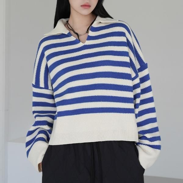Ichi Stripe Collar Knitwear
