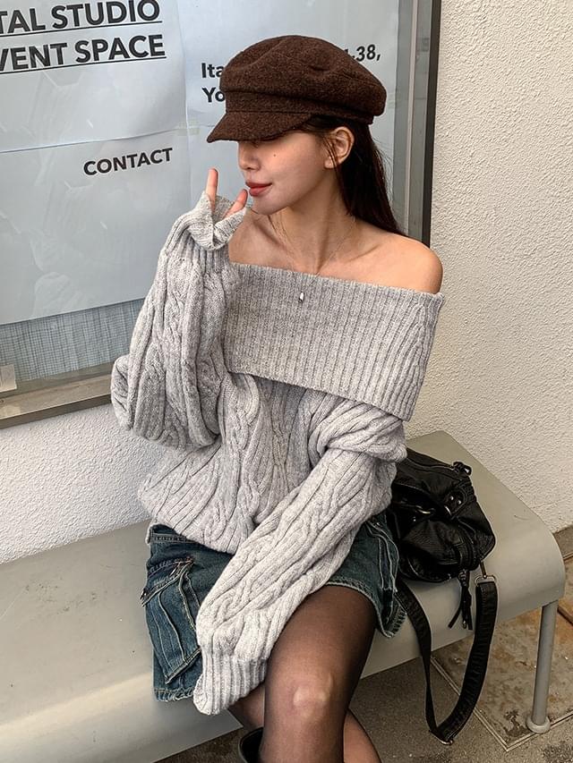 Big size 55-88 Cardigan loose Loose-fit off- Twisted long sleeve knitwear 