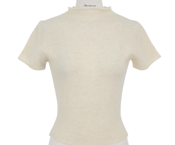 Biskin Wool 6% Half Turtleneck Short Sleeve Knitwear -4 Colors