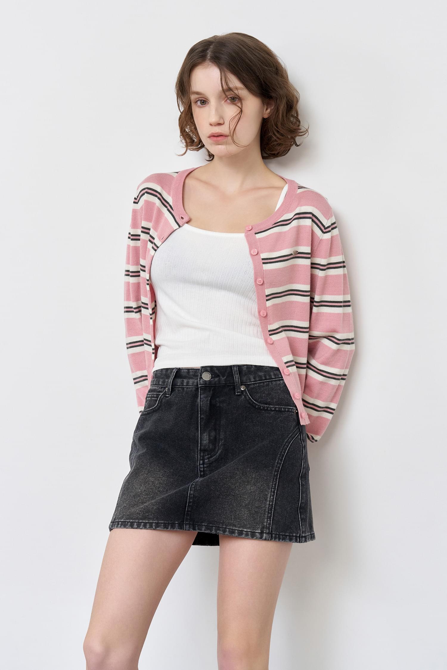 WOMAN Multi Stripe Crew Neck Cardigan