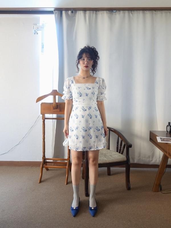 BUBBLE FLORAL PUFF MINI DRESS
