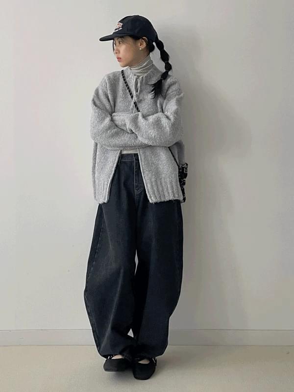 Dusk Buckle Overfit Knitwear Zip-up