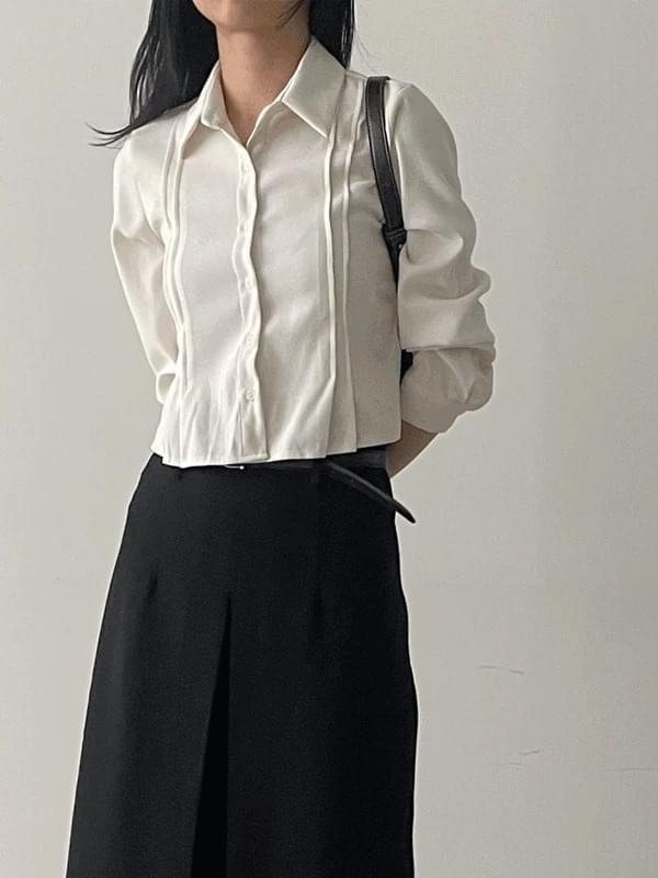 Suede Pintuck Crop Shirt 4C)