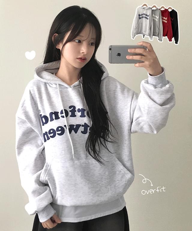Soup Printing Lettering Cotton Pocket Wang Boxy Fleece-lined Fleece Hoodie Unisex Couple Item