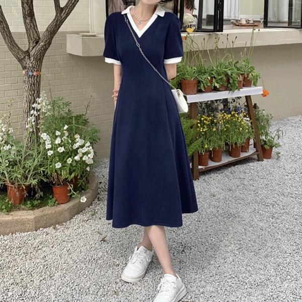 Mons color V-Neck Dress