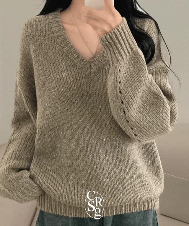 Bocashi Mix V-Neck Knitwear 