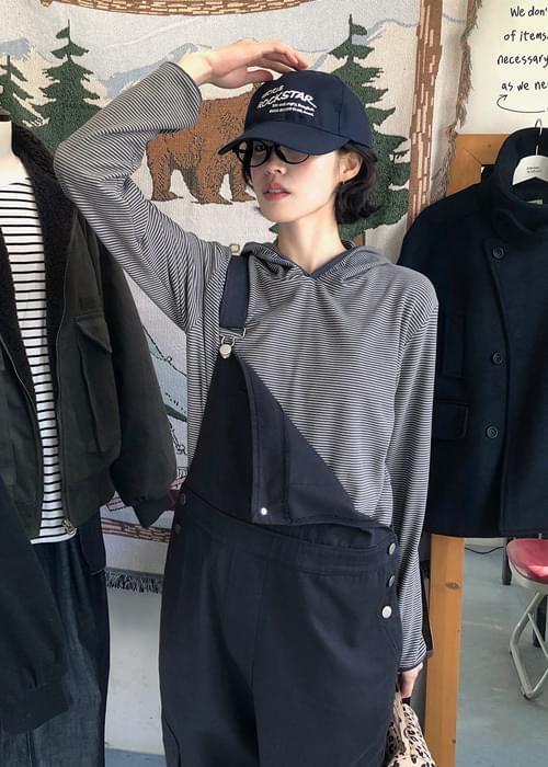 Terry Fleece-lined striped hoodie