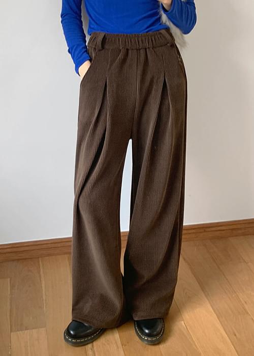 Charleston Corduroy Pintuck Banding Pants