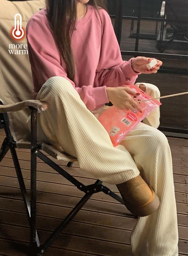 Wide corduroy banding pants