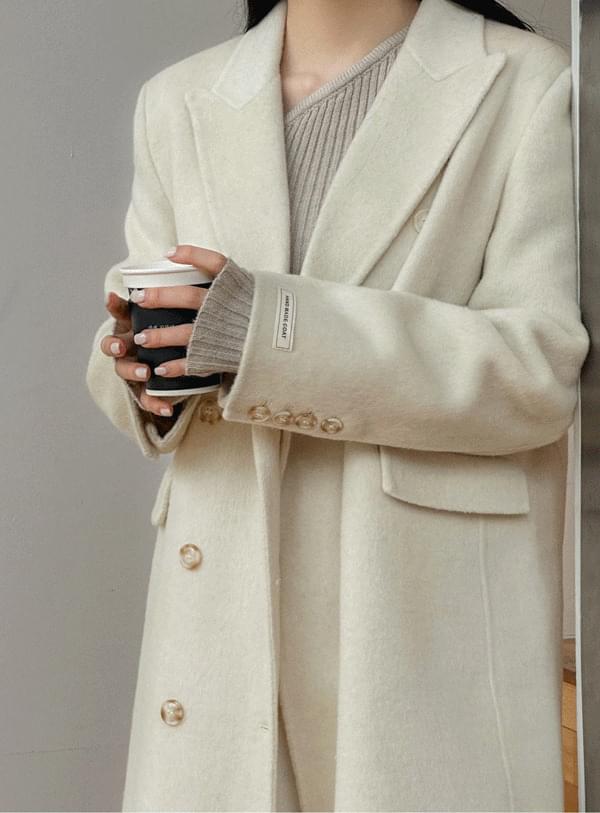 Wool double button long coat