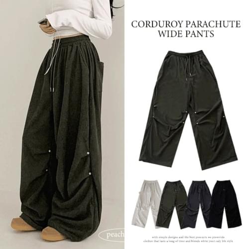 Forwear Golden Banding Parachute Corduroy Wide Pants