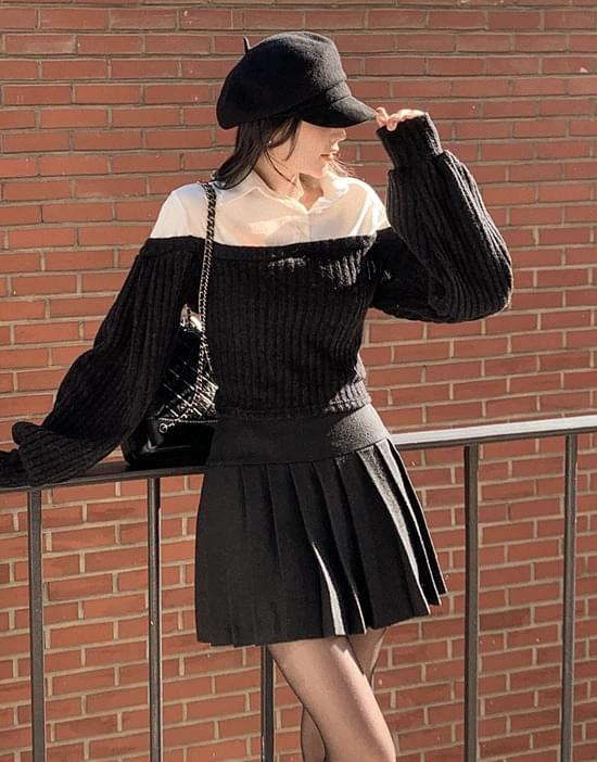 Muni & Wool Pleated Mini Skirt