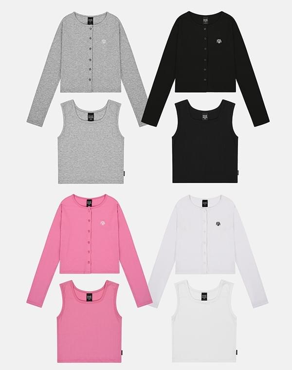 Slim fit logo cardigan sleeveless