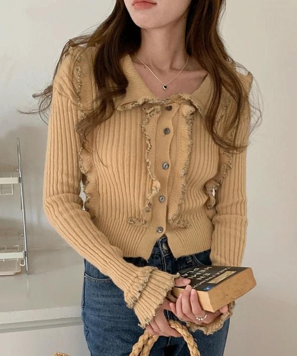 Nelliver Ruffle Detail Crop Cardigan