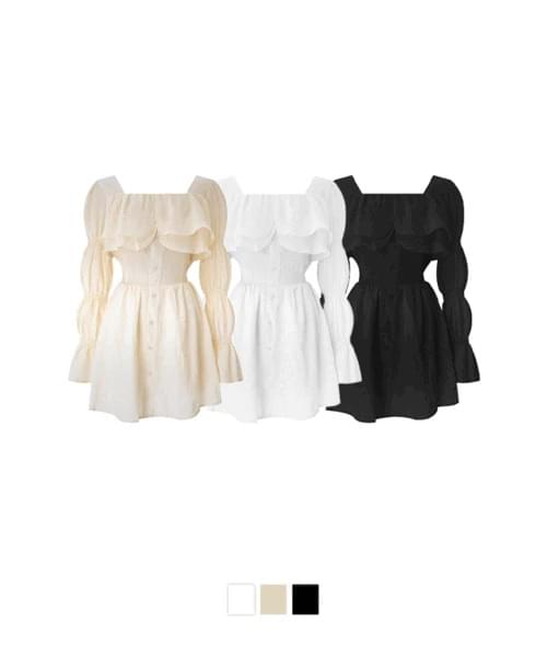 Stock Frill Long Sleeve Mini Dress