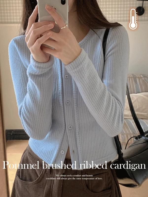 Pommel Fleece-lined Ribbed cardigan