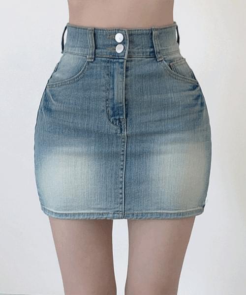 Doram two-button denim mini skirt 裙子
