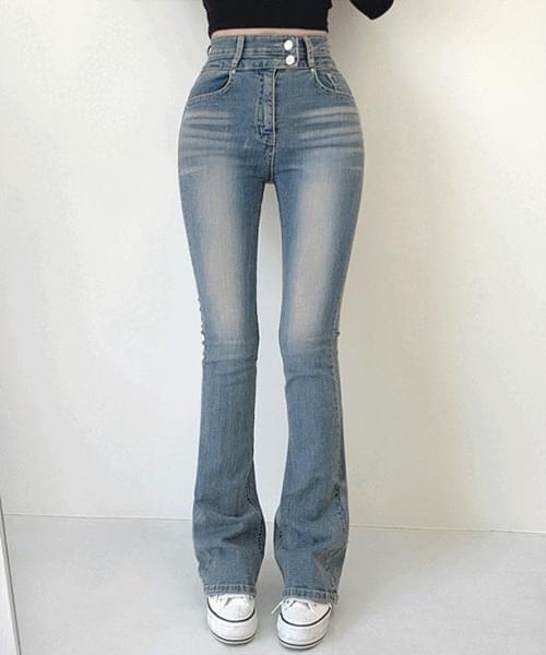Adal two-button Faded long Flared pants 牛仔裤