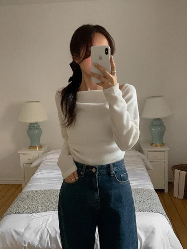 Piero Spring Square Neck Halter Neck Shirring Long Sleeve T-Shirt