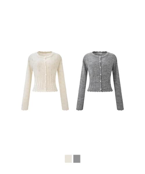 Morr Frill Punching Long Sleeve Cardigan Knitwear