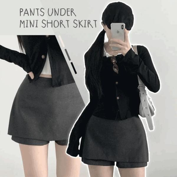 Ronki Mini Skirt Inner Shorts Built-in Side Zipper Skirt Pants Pants Skirt