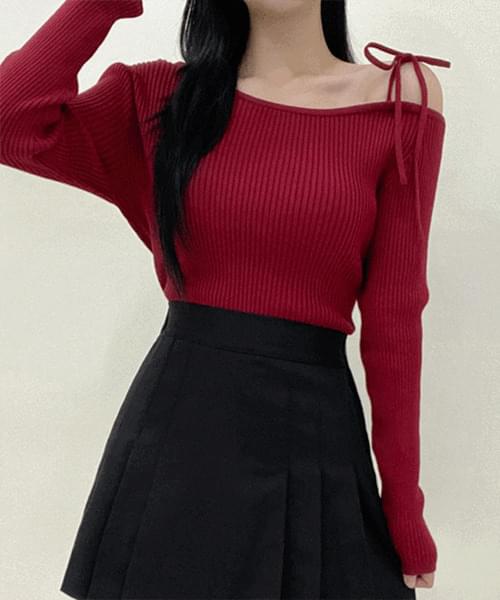 Sharu Unbal String Ribbed Knitwear Tee