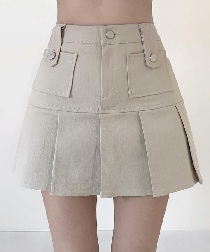 Jidong pocket pleated mini skirt 裙子