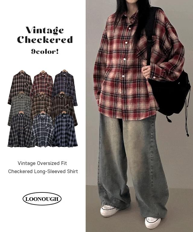 Vintage Overfit Check Long Sleeve Shirt