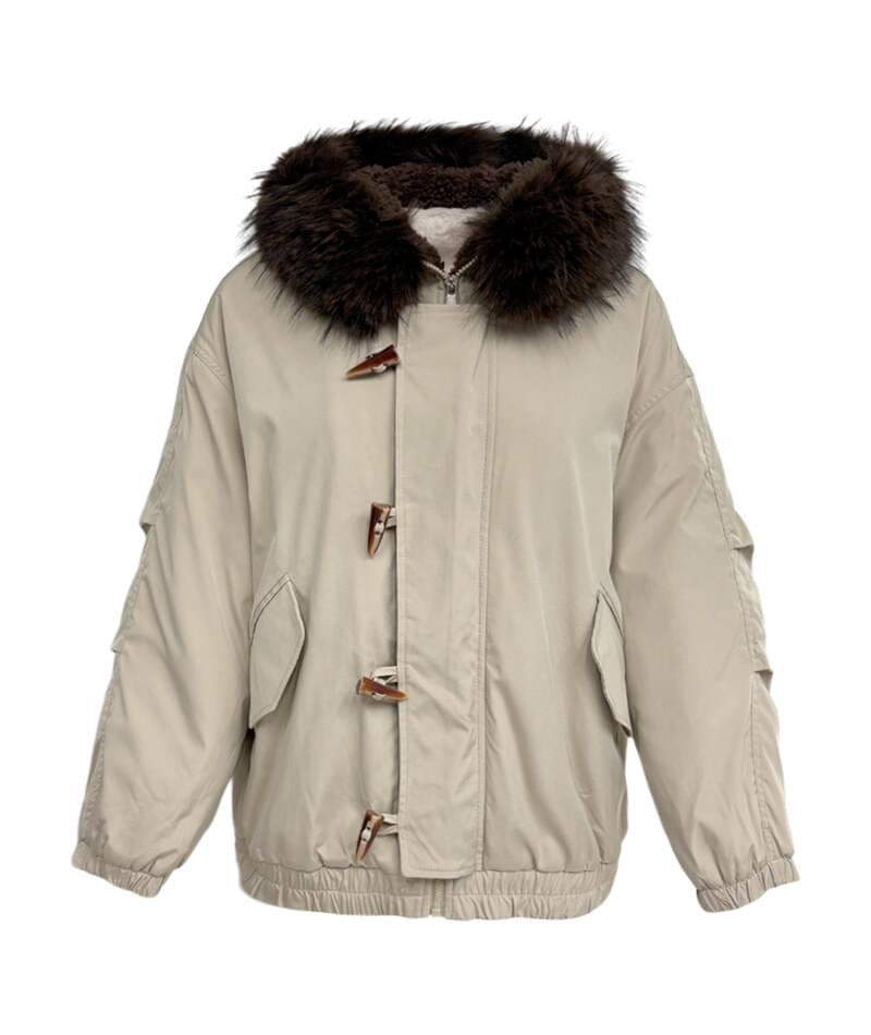 Beige duffle fur Jacket