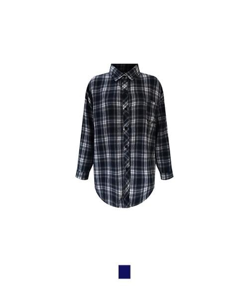 Skip Navy Check Pocket Shirt Blouse