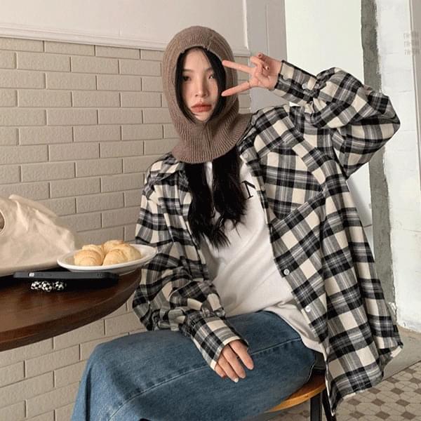 Leopard check Loose-fit shirt